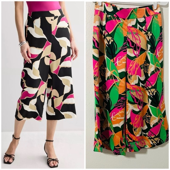 Nine West Women’s Cullote Small Green Chili Multicolor NWT Capri Pants Pull On - Picture 1 of 13